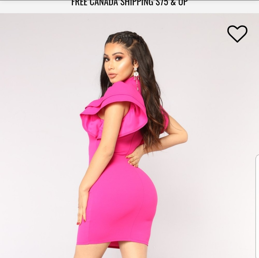 Fuchsia Ruffle Sleeve Dress - Picture 2 of 2